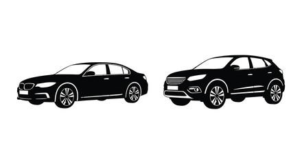 Fototapeta premium Automobile Silhouettes Black Vector Illustration On White Background