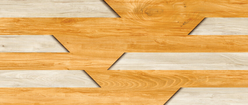 Geometric wood parquet texture, interlocking oak and maple timber planks, modern wooden flooring pattern for interior design and architectural visualization