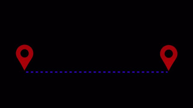 Distance from one place to another is one kilometer. location icon in 4k animation with alpha channel location icon animation on transparent background