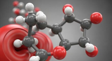 Obraz premium Molecular structure illustration in red, white and grey color