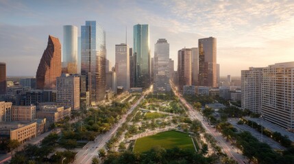 Fototapeta premium Modern city skyline with transparent background