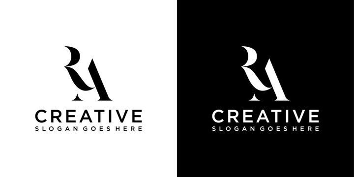 RA or AR initial letter logo design vector template