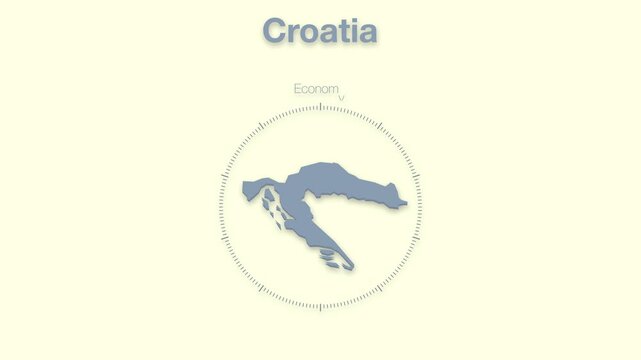 Croatia MAP revealing minimalistic animated data analytics for presentations, videos, corporate, documentery 