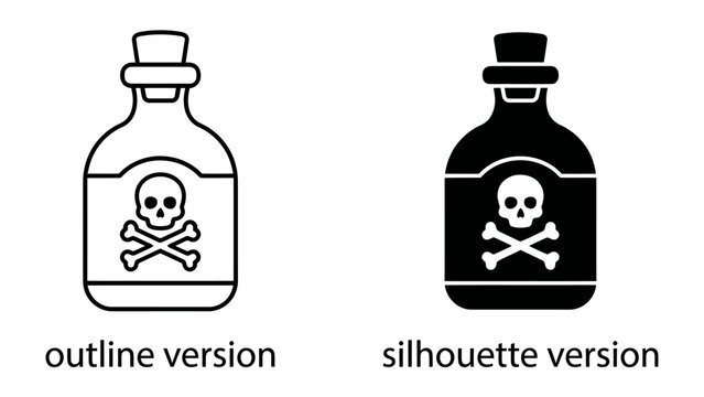 Poison Bottle Icon: A symbol of danger, this icon depicts a bottle with a skull and crossbones label, representing poison or hazardous substance.