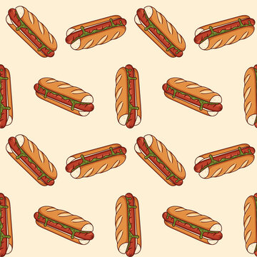  Hot dog seamless pattern background