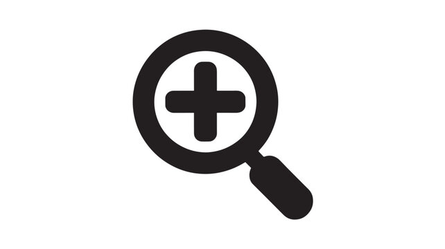Magnifying glass with a plus symbol indicates a zoom in function or search feature.