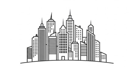 Fototapeta premium Sketch Style City Skyline Illustration