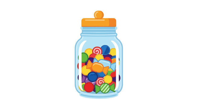 Glass candy jar filled with various colorful sweets