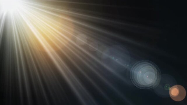 Lens flare loop radiant beams expanding continuously highlights glowing softly cinematic effect