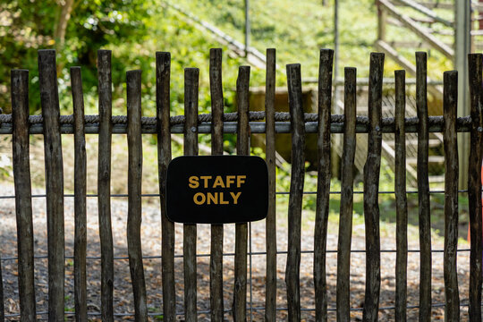 Staff Warning Sign Rustic Fence Restricted