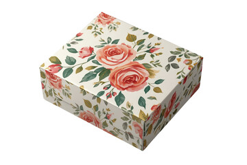 Obraz premium Low floral rose patterned present box isolated