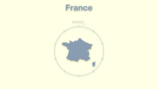 France MAP revealing minimalistic animated data analytics for presentations, videos, corporate, documentery 