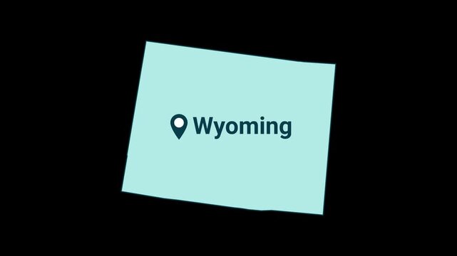 Wyoming State map with location pin animation