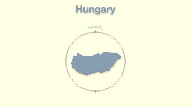 Hungary MAP revealing minimalistic animated data analytics for presentations, videos, corporate, documentery 