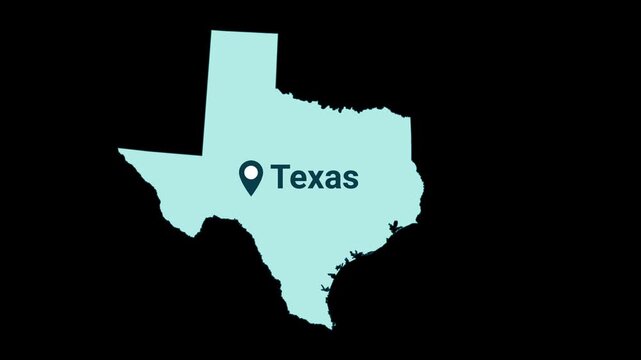 Texas State map with location pin animation