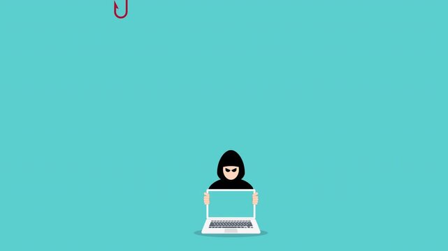 Malware Infection Animation with Hacker, Computer Virus, Dangerous Attachments and Cyber Threat