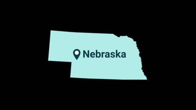 Nebraska State map with location pin animation