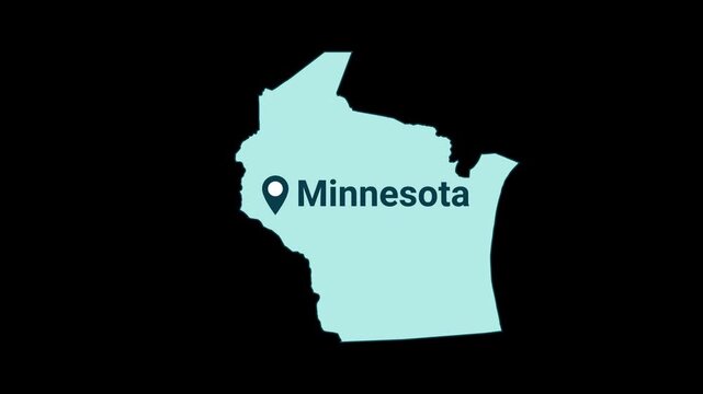 Minnesota State map with location pin animation