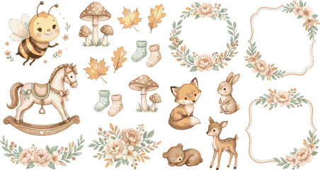 Cute Forest Animals Watercolor Set © Shaima