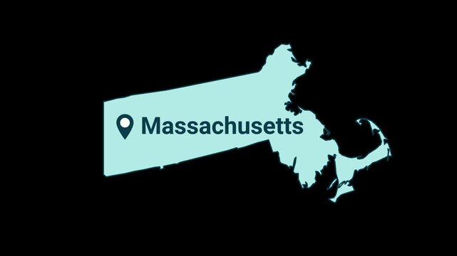 Massachusetts State map with location pin animation