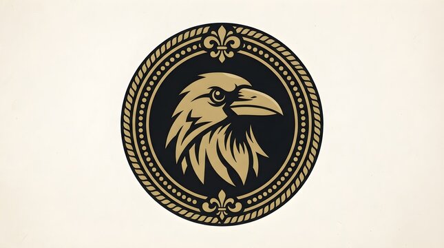 Raven head circular emblem design