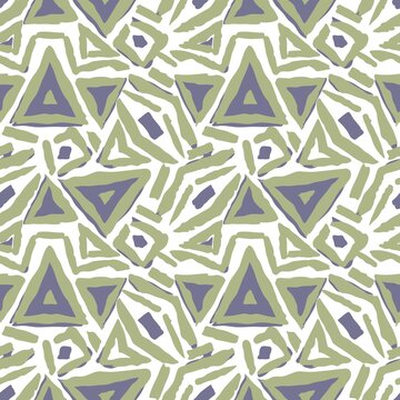Seamless Geometric Triangle Pattern with Hand Drawn Abstract Shapes