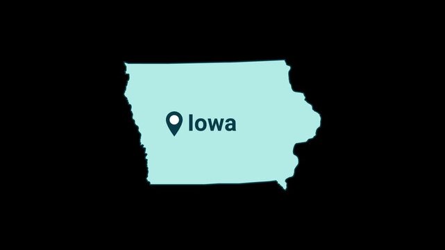 Iowa State map with location pin animation