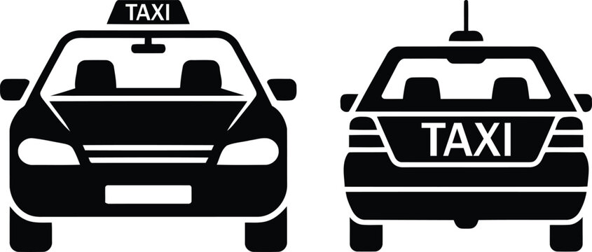 Black taxi cars front and rear view