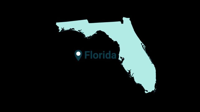 Florida State map with location pin animation