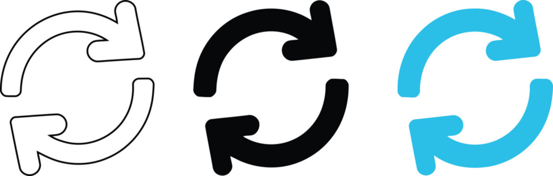 Three circular arrow icons with different styles