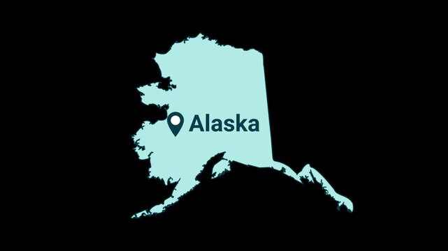 Alaska State map with location pin animation