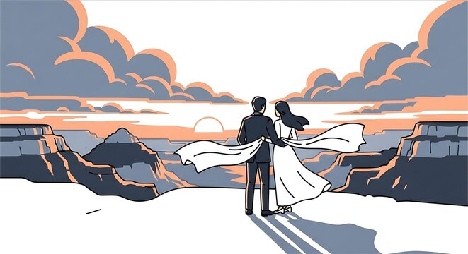 Couple celebrates high school homecoming at a sunset canyon overlook