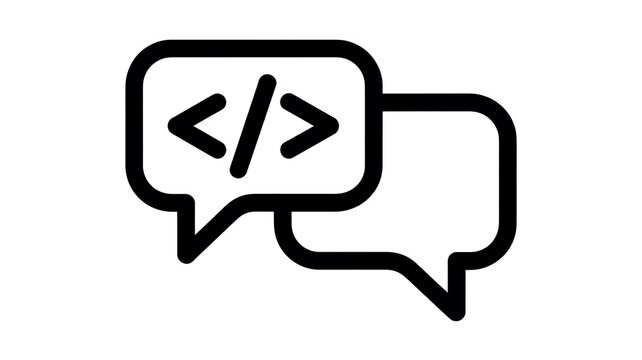Coding chat bubble icon for software design