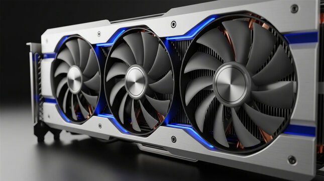 Graphics card featuring three cooling fans provides high performance for modern computer gaming systems.