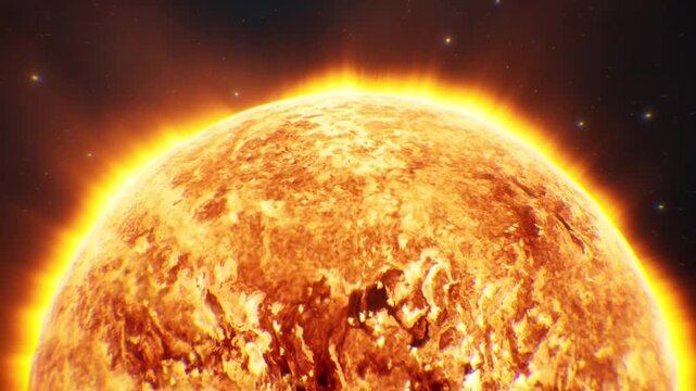 Shining Sun Sphere with Burning Plasma Surface for Solar Power Concept.