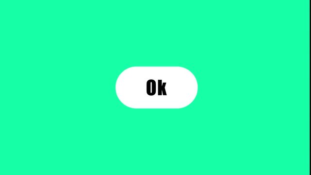 Animated ok button click interaction on green screen background, for ui ux