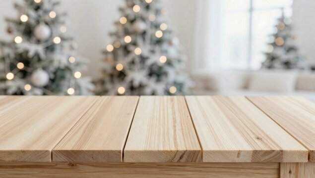 christmas tree on wooden table