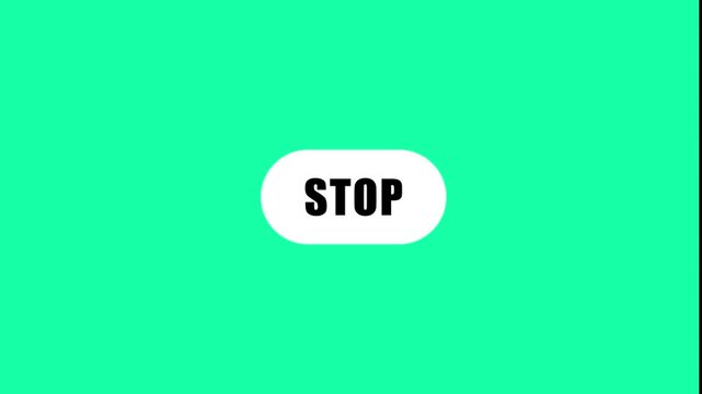 Minimalist stop sign motion on vibrant green background, for ui and, alert button warning