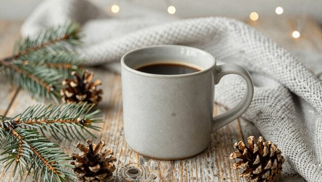cup of coffee and christmas cookies