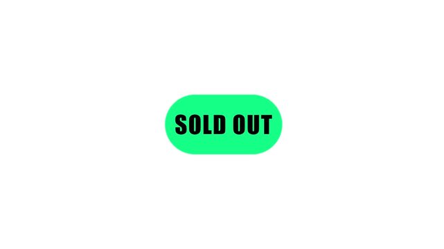 Sold out button animation on green background, for e-commerce and, retail marketing
