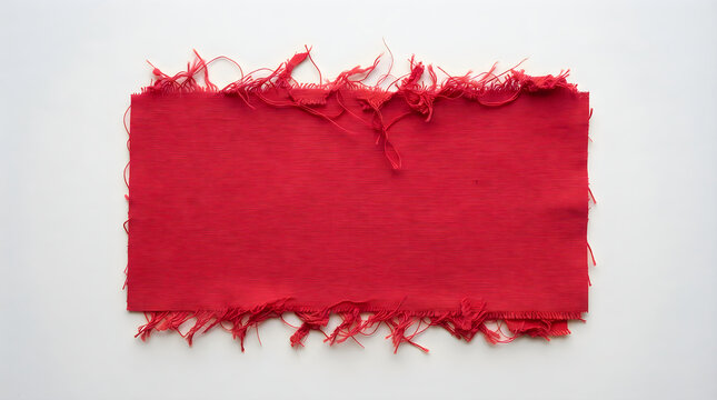 Rectangular piece of red fabric with frayed rough edges illustration
