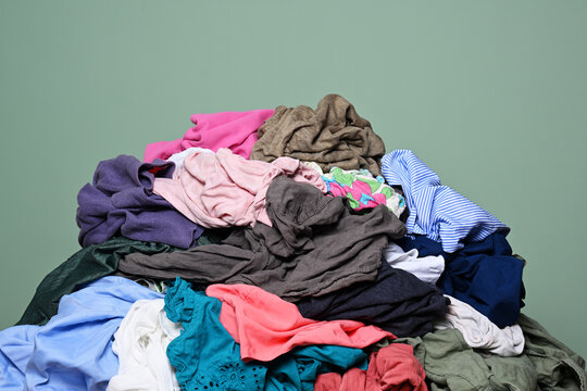 Pile of various clothes for recycling and donation