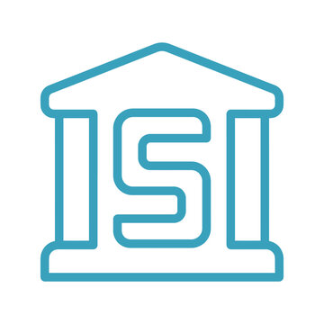 Bank building architectural icon with ISI text