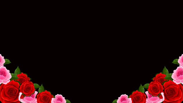 red roses border animation background