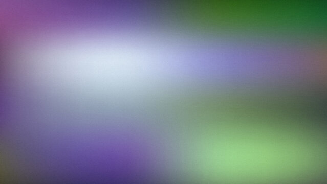 A serene, grainy abstract background showcasing a beautiful gradient of cool colors from deep purple to soft blue and vibrant green, featuring a luminous central highlight, creating a tranquil and fut
