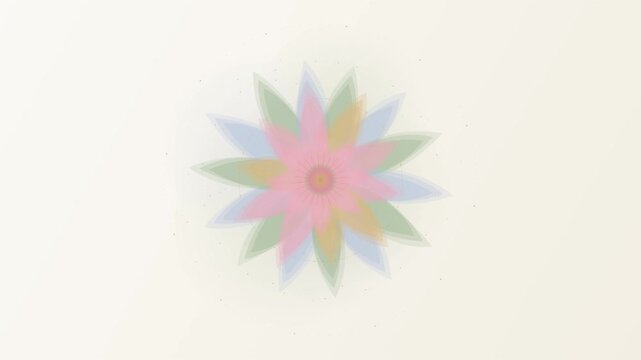 Abstract colorful lotus mandala rotating smoothly on light background for wellness and meditation.