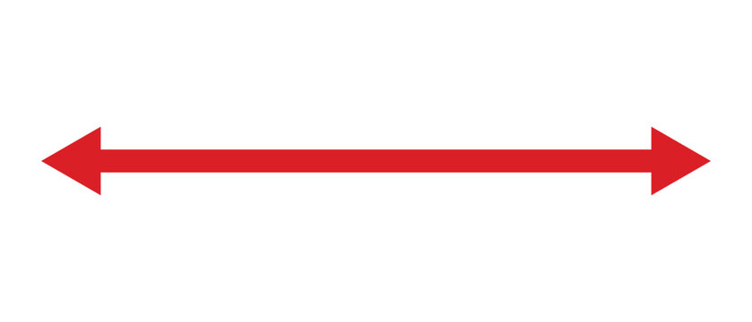 Red Double sided Horizontal Arrow Icon. Two Way Both Direction Pointer Dimension Line Measurement Navigation Elements