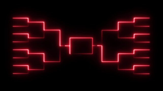 Neon red tournament bracket for sports competition and esports events