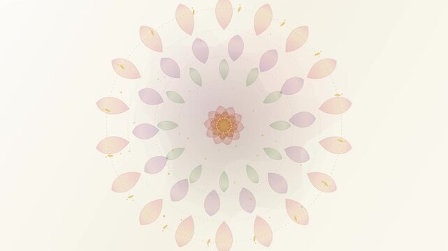 Animated pastel lotus mandala rotating for meditation background