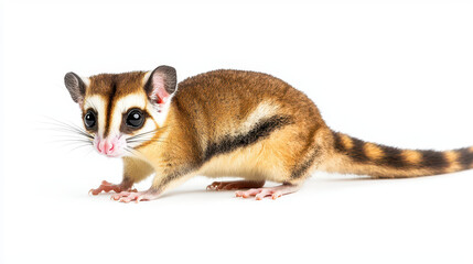 Obraz premium Cute and curious marsupial with soft, brown fur coat and distinctive black and white markings, showcasing its playful nature